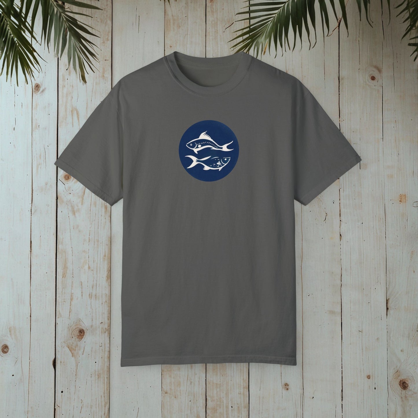 FISHES WOODBLOCK RETRO GARMENT-DYED TEE