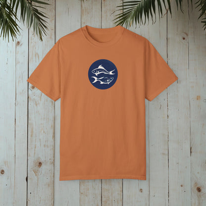 FISHES WOODBLOCK RETRO GARMENT-DYED TEE