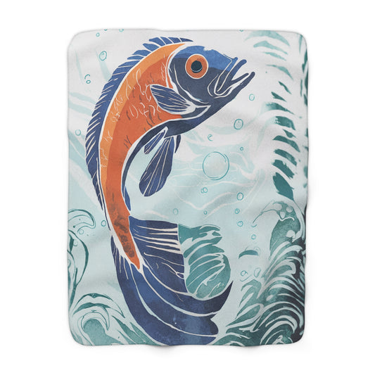 Sherpa Fish Fleece Blanket