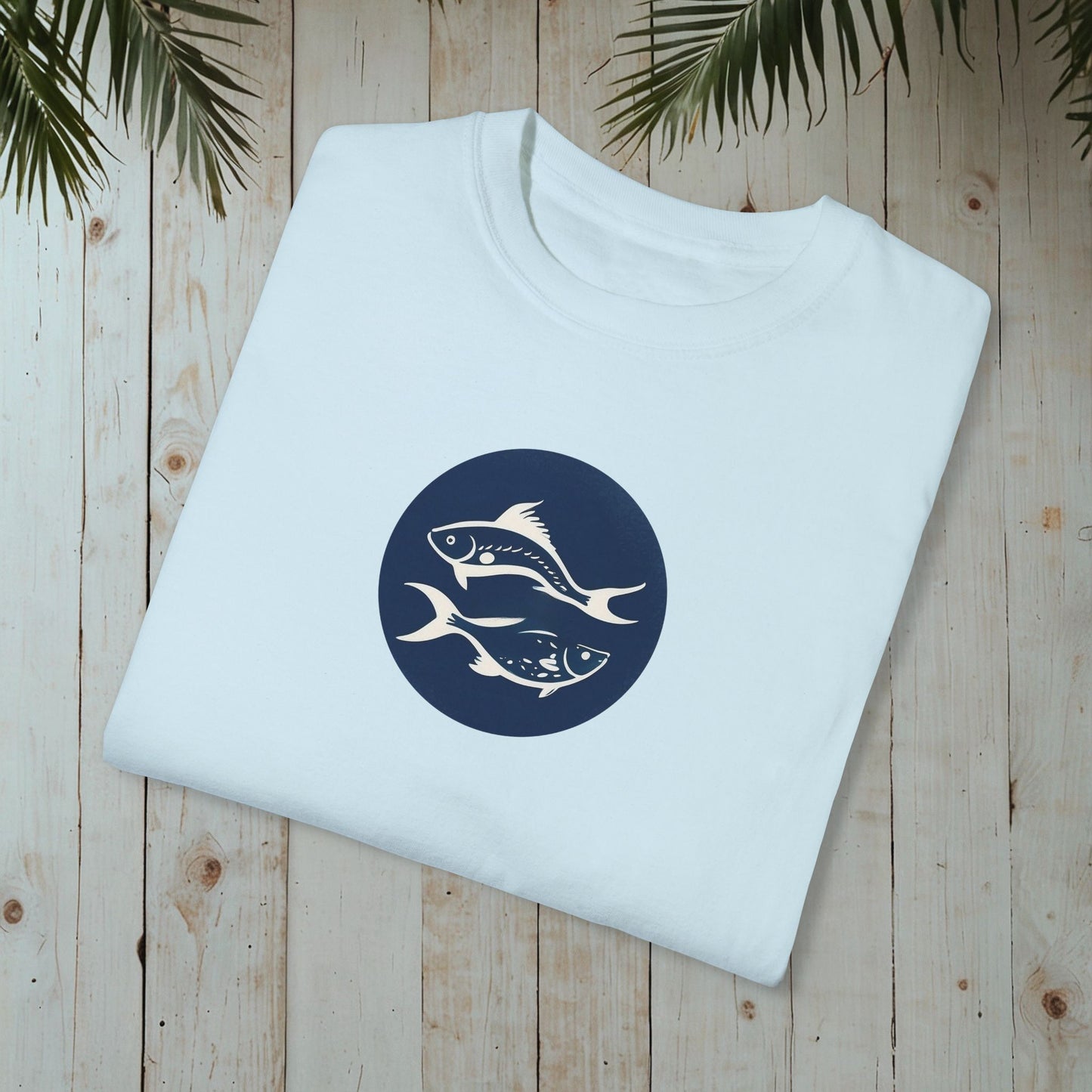 FISHES WOODBLOCK RETRO GARMENT-DYED TEE