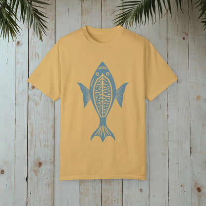 FISH WOODBLOCK RETRO GARMENT-DYED TEE