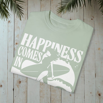 HAPPINESS COMES IN WAVES RETRO SURFERGIRL GARMENT-DYED TEE