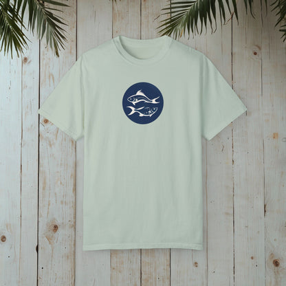 FISHES WOODBLOCK RETRO GARMENT-DYED TEE