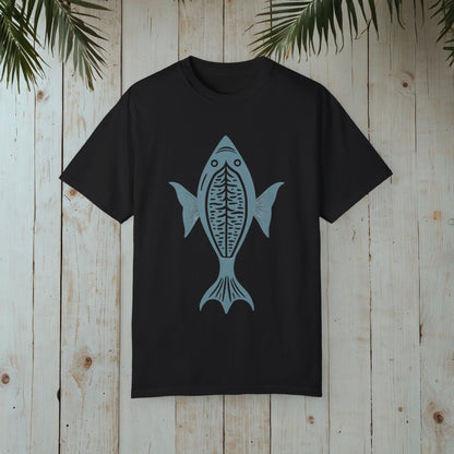 FISH WOODBLOCK RETRO GARMENT-DYED TEE