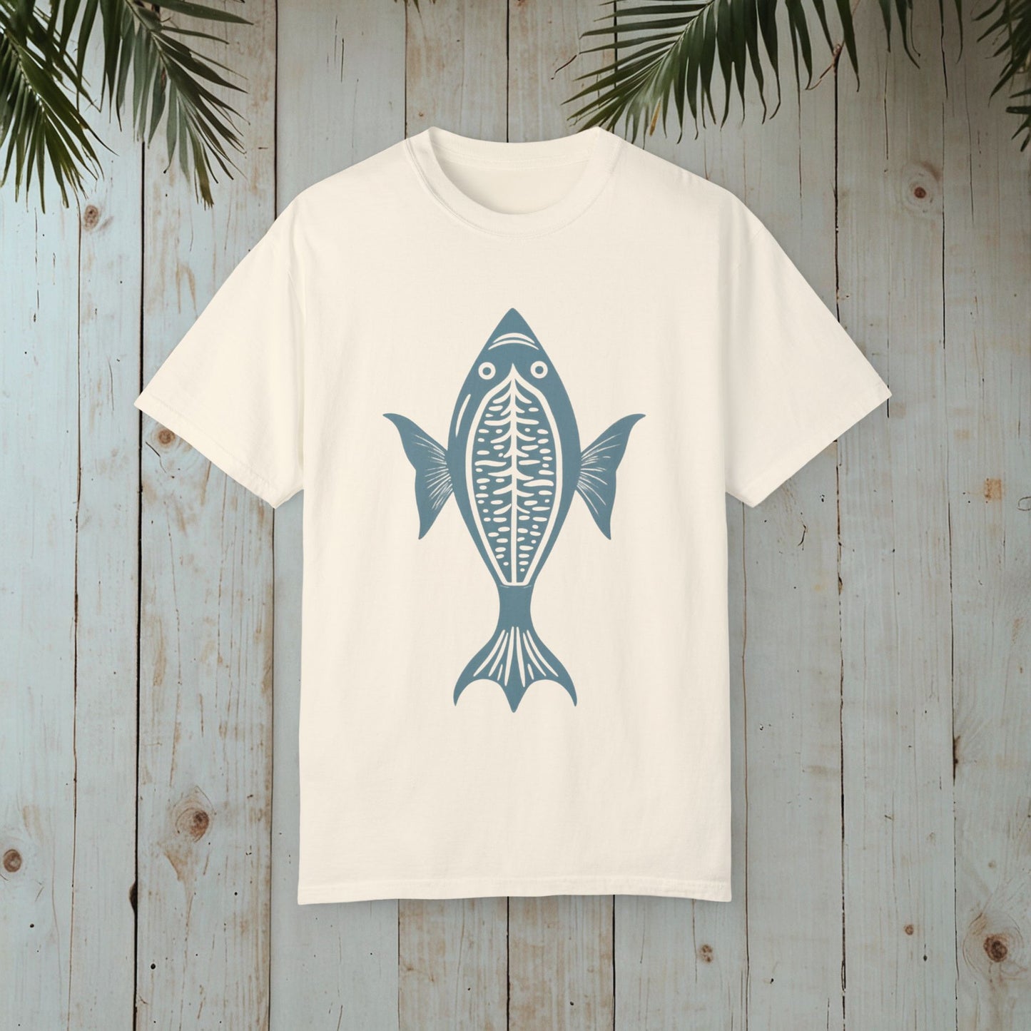 FISH WOODBLOCK RETRO GARMENT-DYED TEE