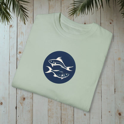 FISHES WOODBLOCK RETRO GARMENT-DYED TEE