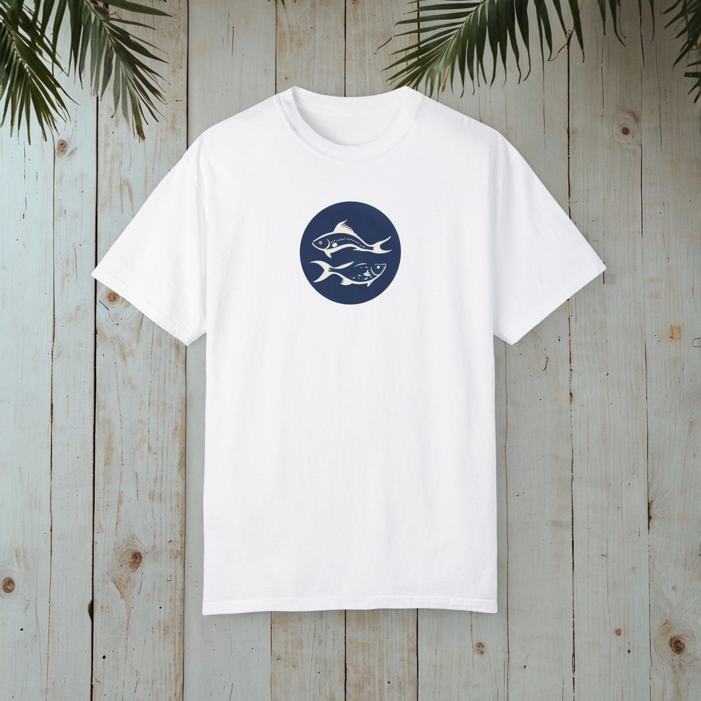 FISHES WOODBLOCK RETRO GARMENT-DYED TEE