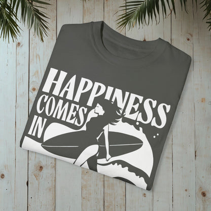 HAPPINESS COMES IN WAVES RETRO SURFERGIRL GARMENT-DYED TEE