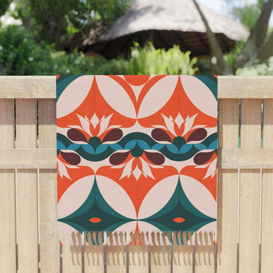 Boho Beach Cloth Retro Lily Pattern