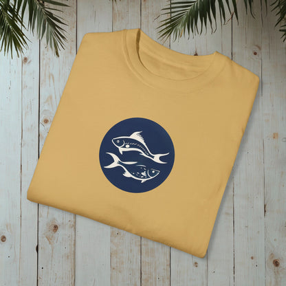 FISHES WOODBLOCK RETRO GARMENT-DYED TEE