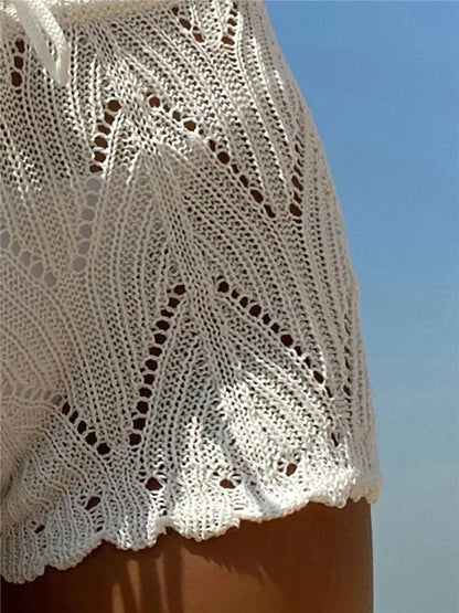 Hollow Out Crochet Knit Shorts