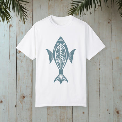 FISH WOODBLOCK RETRO GARMENT-DYED TEE