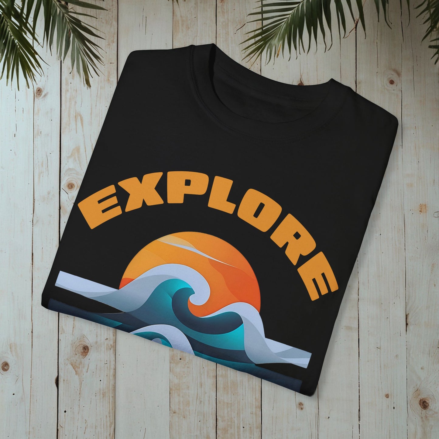 EXPLORE THE DEPTHS RETRO OCEAN SUNSET GARMENT-DYED TEE