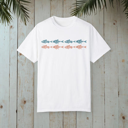 WOODBLOCK FISH PARADE GARMENT-DYED TEE