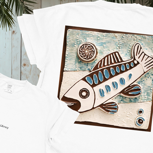 CERAMIC FISH SESSION OCEANIC LIBRARY GARMENT-DYED TEE