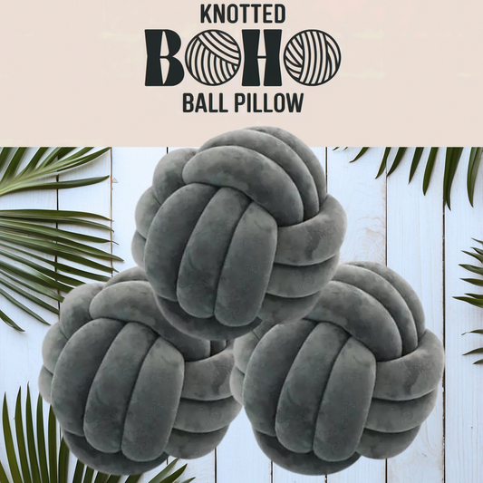 Knotted Boho Ball Pillow - SET OF 3 Medium Dark Grey