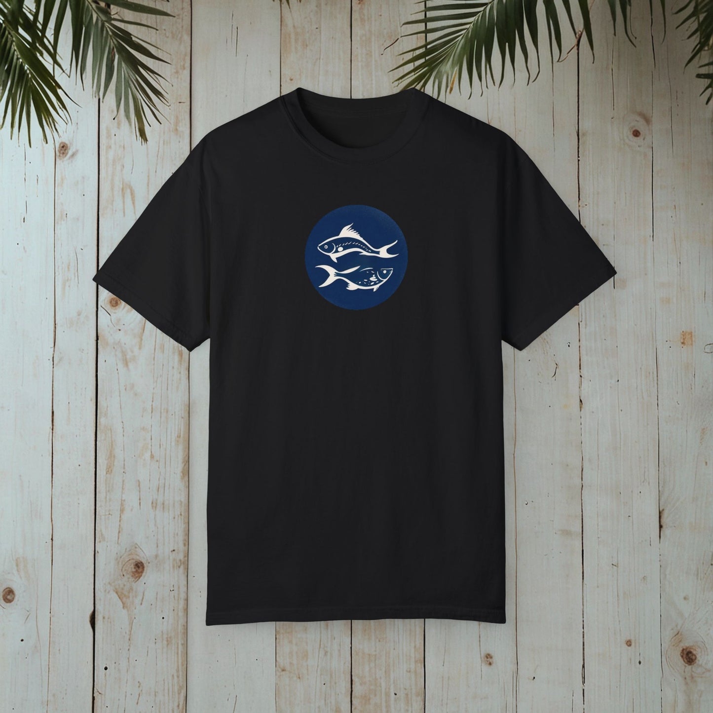 FISHES WOODBLOCK RETRO GARMENT-DYED TEE