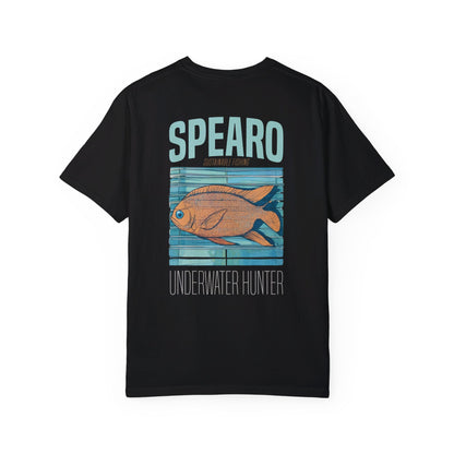 SPEARO UW HUNTER FISH WOODBLOCK GARMENT-DYED TEE