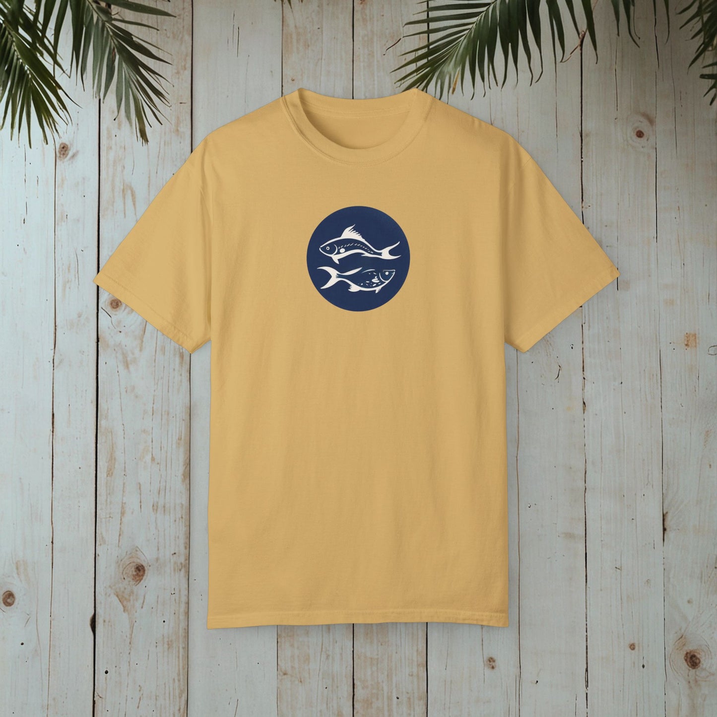 FISHES WOODBLOCK RETRO GARMENT-DYED TEE