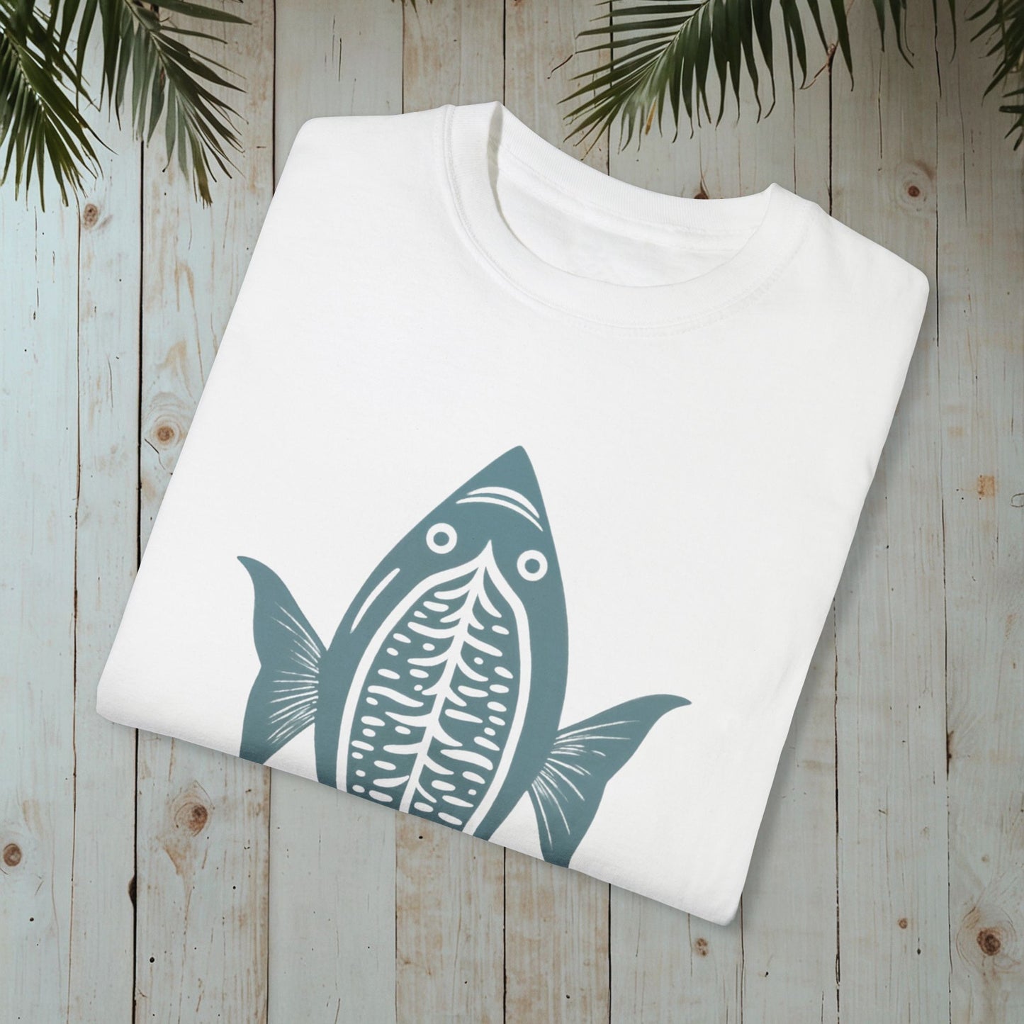 FISH WOODBLOCK RETRO GARMENT-DYED TEE