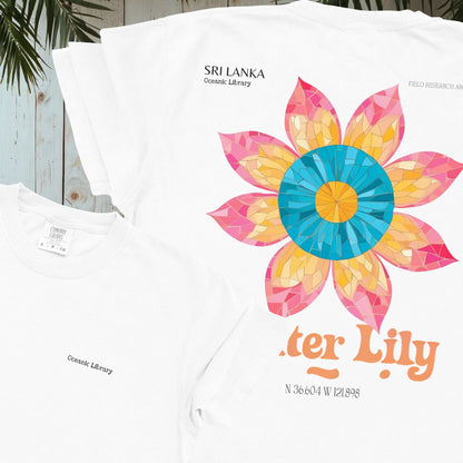 WATERLILY OCEANIC LIBRARY RETRO GARMENT-DYED TEE