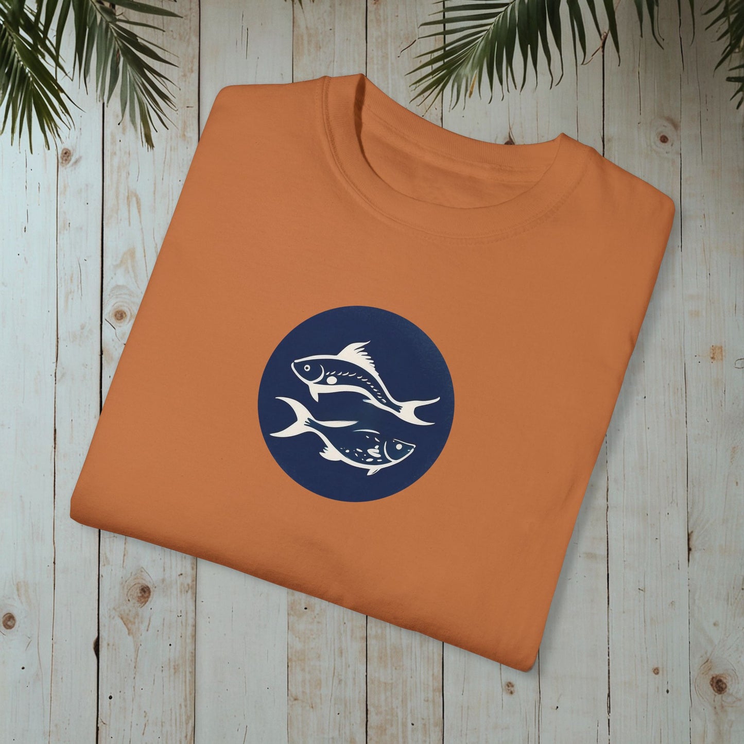 FISHES WOODBLOCK RETRO GARMENT-DYED TEE