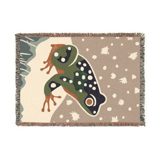 Snow Frog Vintage Nautical, Beach House Blanket, Coastal Room Decor, Maritime Ocean Inspired WOVEN BLANKET