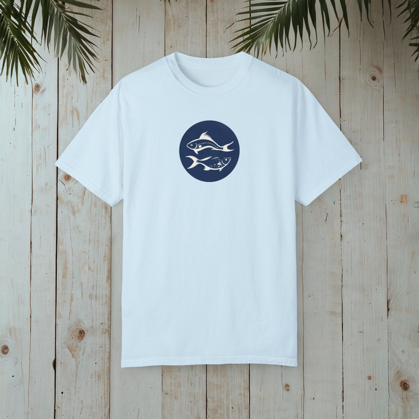 FISHES WOODBLOCK RETRO GARMENT-DYED TEE