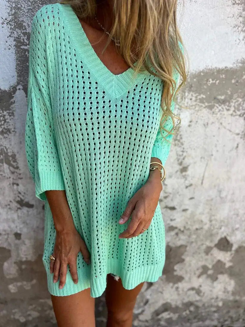 Women’s Hollow-Out Knitted Beach Shirt