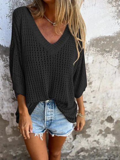 Women’s Hollow-Out Knitted Beach Shirt