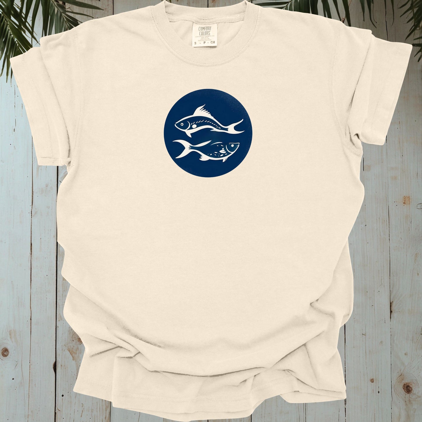 FISHES WOODBLOCK RETRO GARMENT-DYED TEE