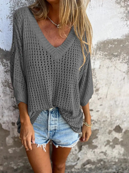 Women’s Hollow-Out Knitted Beach Shirt