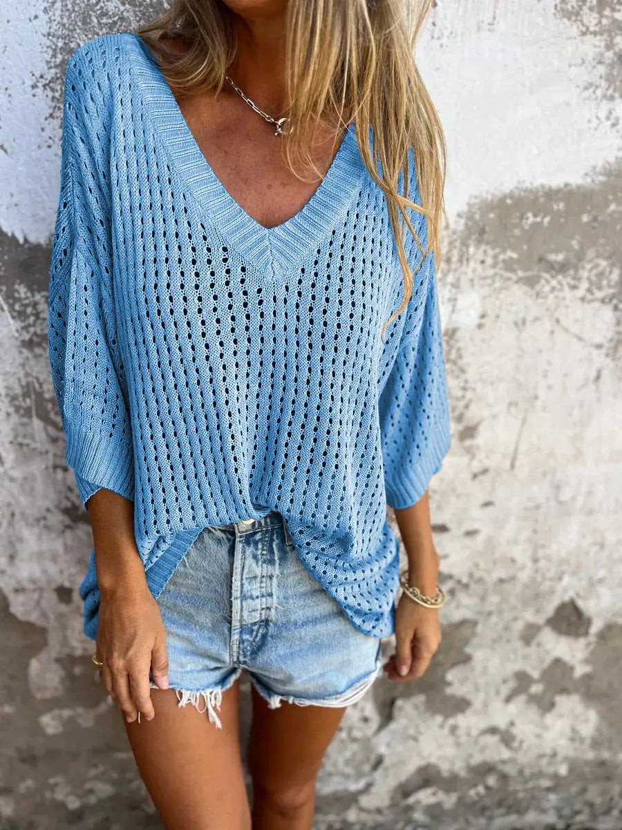 Women’s Hollow-Out Knitted Beach Shirt